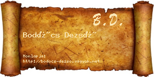 Bodócs Dezső névjegykártya
